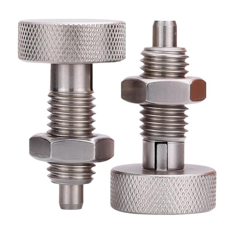 Vleant 2Pcs M6 Stainless Steel Spring Plungers with Nuts - Hand Retractable, Knurled Handle, Quick Release Locking Pin - Image 1